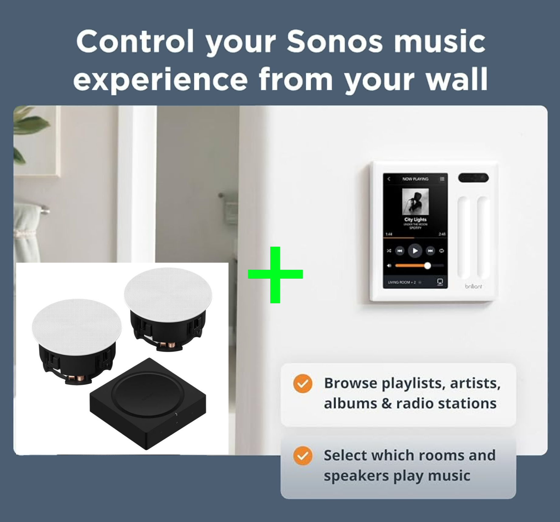 Smart Home Ceiling Speakers Sonos Amp 2x JBL Stage 260C In-Ceiling