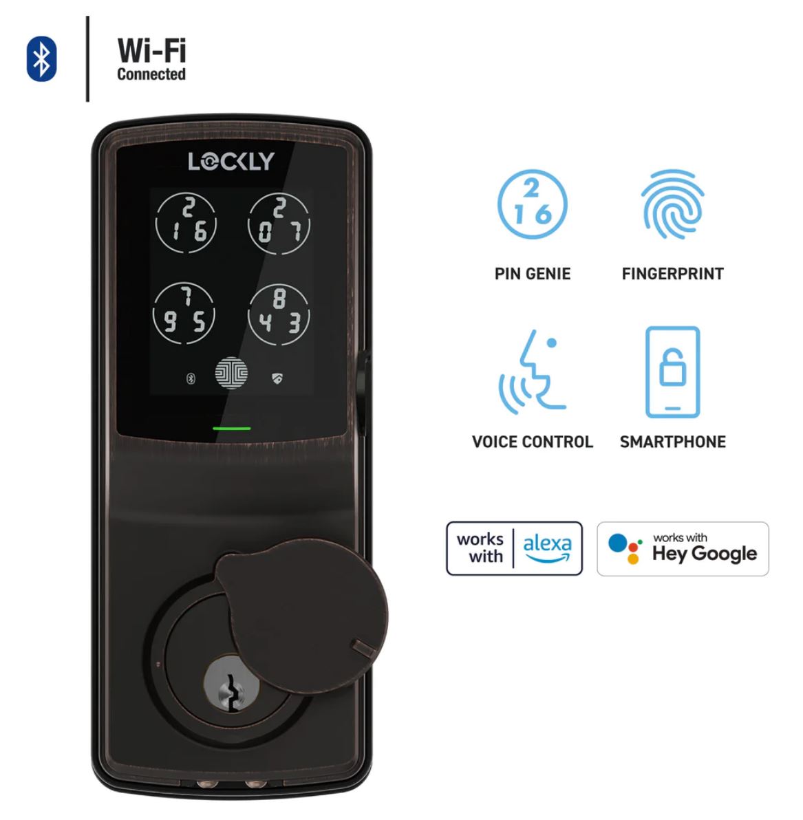 LOCKLY Secure Pro Deadbolt (WiFi Hub included) - Three finishes available