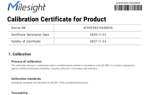 Milesight Temperature & Humidity Sensor Factory Calibration (add-on only, per calibration point)